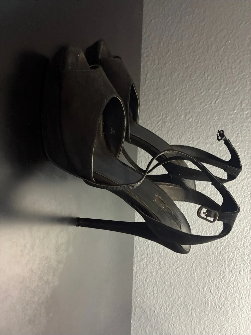 Forever 21 Black Suede Platform Peep-Toe Stiletto Sandals